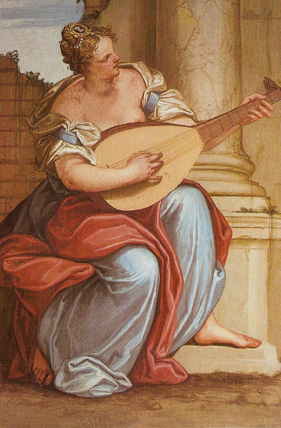 woman playing lute